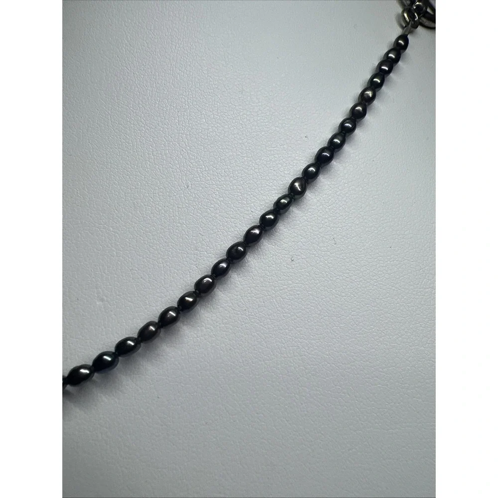 925 Sterling Silver Gray Brown Pearl Photo Pendant Necklace 16.2g